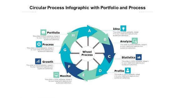 Circular Process Infographic With Portfolio And Process Ppt PowerPoint Presentation Slides Graphics Example PDF