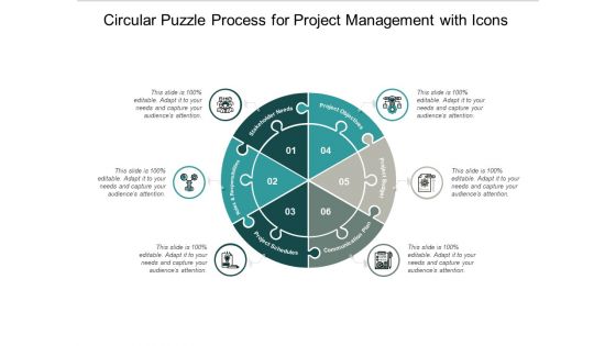 Circular Puzzle Process For Project Management With Icons Ppt PowerPoint Presentation Slides Portrait