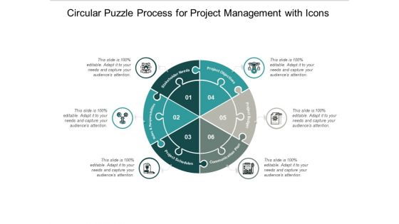 Circular Puzzle Process For Project Management With Icons Ppt PowerPoint Presentation Slides Portrait