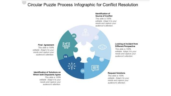 Circular Puzzle Process Infographic For Conflict Resolution Ppt PowerPoint Presentation Ideas Slides