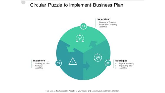 Circular Puzzle To Implement Business Plan Ppt PowerPoint Presentation Infographics Professional