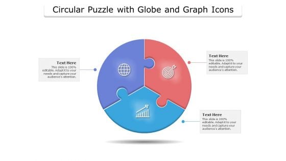 Circular Puzzle With Globe And Graph Icons Ppt PowerPoint Presentation Summary Styles PDF