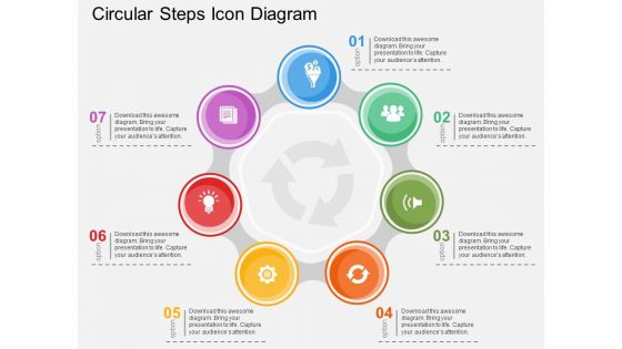 Circular Steps Icon Diagram Powerpoint Template