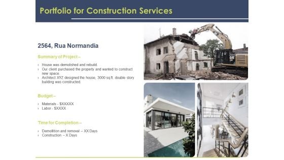 Civil Building Construction Proposal Portfolio For Construction Services Ideas PDF