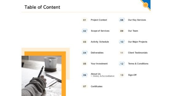 Civil Construction Engineering Consulting Proposal Table Of Content Sample PDF