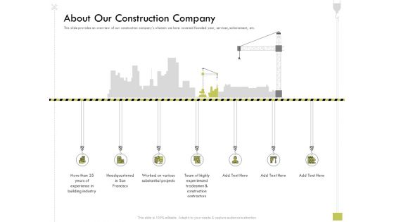 Civil Contractors About Our Construction Company Ppt Infographic Template Images PDF