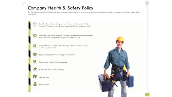 Civil Contractors Company Health And Safety Policy Ppt Professional Vector PDF