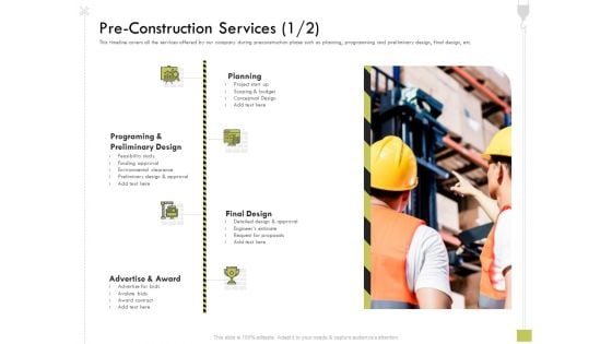 Civil Contractors Pre Construction Services Construction Ppt Ideas Guide PDF