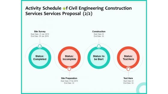 Civil Engineering Consulting Services Activity Schedule Of Civil Engineering Construction Services Proposal Survey Information PDF