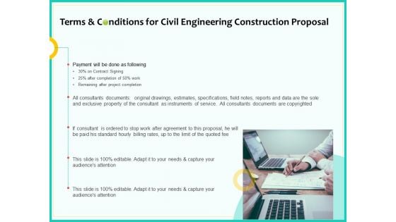 Civil Engineering Consulting Services Terms And Conditions For Civil Engineering Construction Proposal Introduction PDF