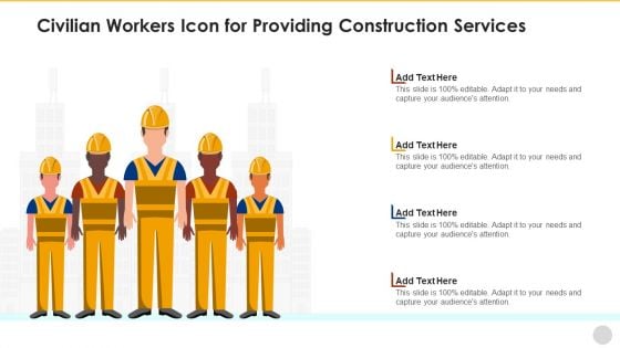 Civilian Workers Icon For Providing Construction Services Mockup PDF