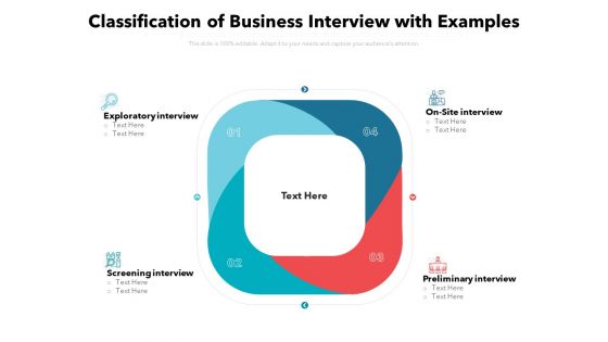 Classification Of Business Interview With Examples Ppt PowerPoint Presentation Infographics Design Ideas PDF