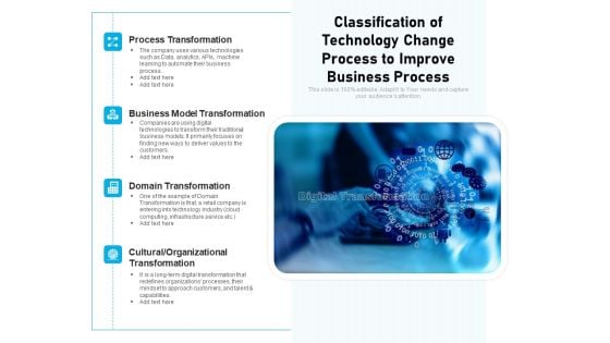 Classification Of Technology Change Process To Improve Business Process Ppt PowerPoint Presentation File Format PDF Classification Of Technology Change Process To Improve Business Process Ppt PowerPoint Presentation File Format PDF