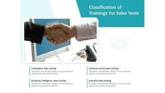 Classification Of Trainings For Sales Team Ppt PowerPoint Presentation Inspiration Deck PDF