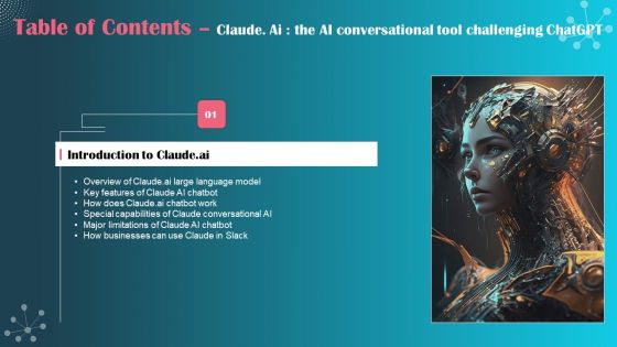 Claude Ai The Ai Conversational Tool Challenging Chatgpt Table Of Contents Themes PDF