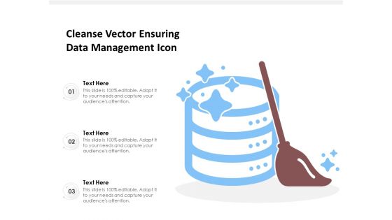 Cleanse Vector Ensuring Data Management Icon Ppt PowerPoint Presentation File Format Ideas PDF