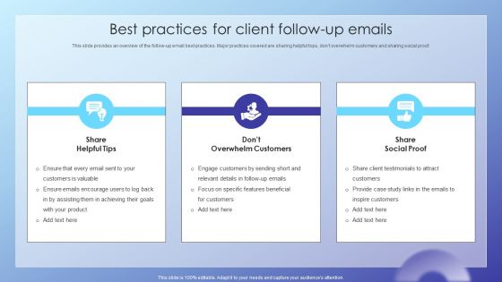 Client Acquisition Journey Plan Best Practices For Client Follow Up Emails Sample PDF