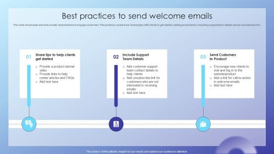 Client Acquisition Journey Plan Best Practices To Send Welcome Emails Diagrams PDF