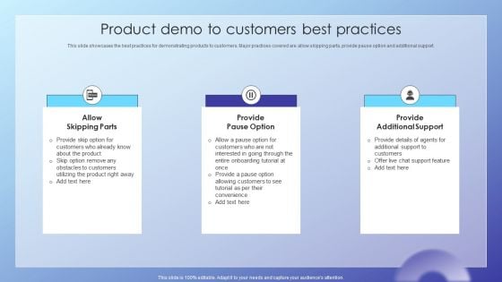 Client Acquisition Journey Plan Product Demo To Customers Best Practices Mockup PDF