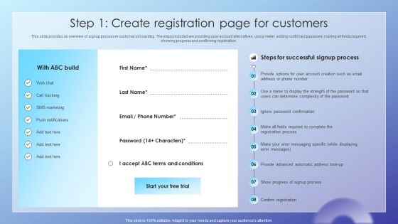 Client Acquisition Journey Plan Step 1 Create Registration Page For Customers Pictures PDF Client Acquisition Journey Plan Step 1 Create Registration Page For Customers Pictures PDF