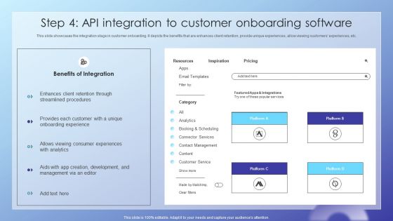 Client Acquisition Journey Plan Step 4 API Integration To Customer Onboarding Sample PDF