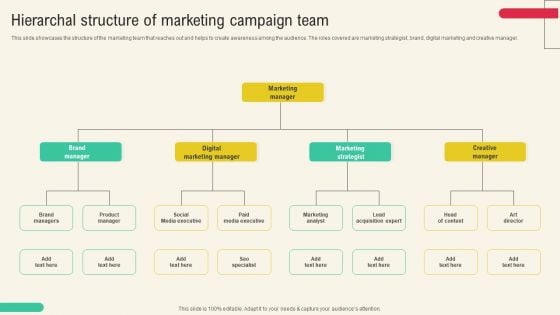 Client Acquisition Through Marketing Campaign Hierarchal Structure Of Marketing Campaign Team Professional PDF