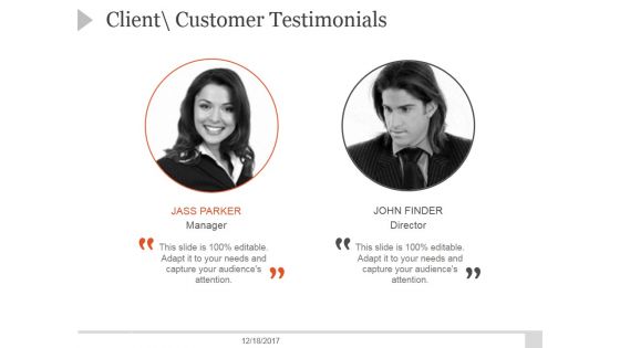 Client Customer Testimonials Ppt PowerPoint Presentation Outline