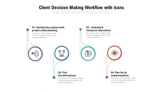 Client Decision Making Workflow With Icons Ppt PowerPoint Presentation Gallery Format Ideas PDF