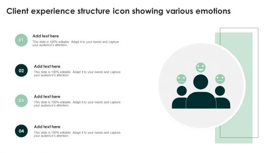 Client Experience Structure Icon Showing Various Emotions Slides PDF