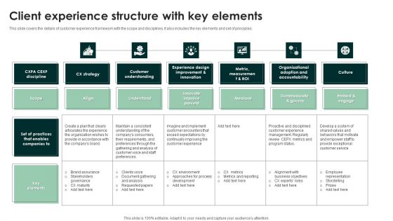 Client Experience Structure With Key Elements Slides PDF