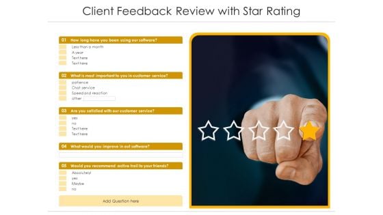 Client Feedback Review With Star Rating Ppt PowerPoint Presentation Background Image PDF