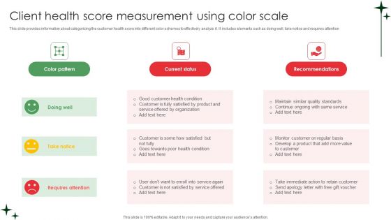 Client Health Score Measurement Using Color Scale Sample PDF