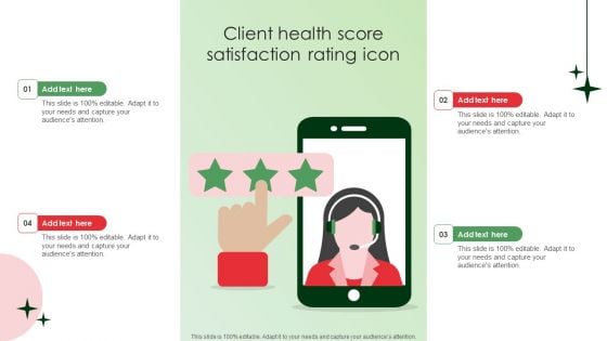 Client Health Score Satisfaction Rating Icon Summary PDF