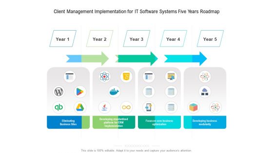 Client Management Implementation For IT Software Systems Five Years Roadmap Demonstration Client Management Implementation For IT Software Systems Five Years Roadmap Demonstration