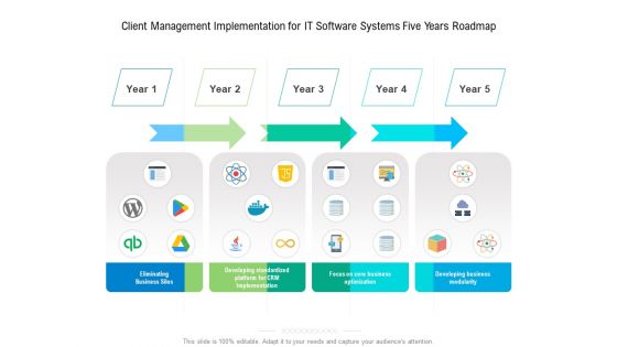 Client Management Implementation For IT Software Systems Five Years Roadmap Demonstration