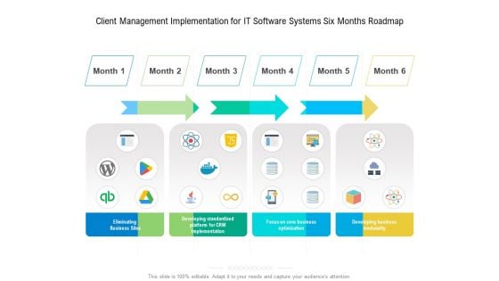 Client Management Implementation For IT Software Systems Six Months Roadmap Demonstration Client Management Implementation For IT Software Systems Six Months Roadmap Demonstration