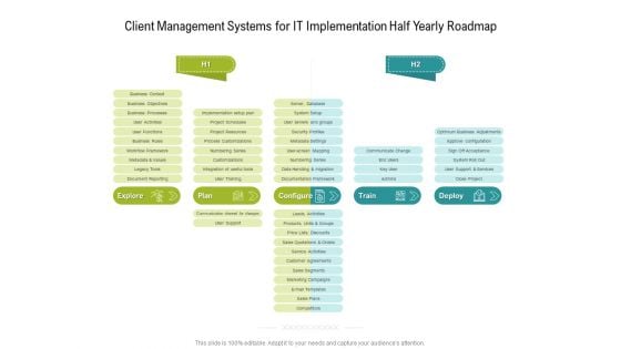 Client Management Systems For IT Implementation Half Yearly Roadmap Brochure