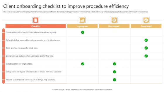 Client Onboarding Checklist To Improve Procedure Efficiency Microsoft PDF