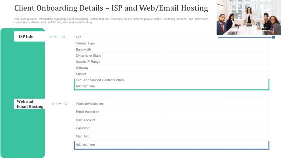 Client Onboarding Details ISP And Web Email Hosting Ppt Outline Maker PDF