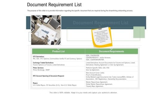 Client Onboarding Framework Document Requirement List Background PDF