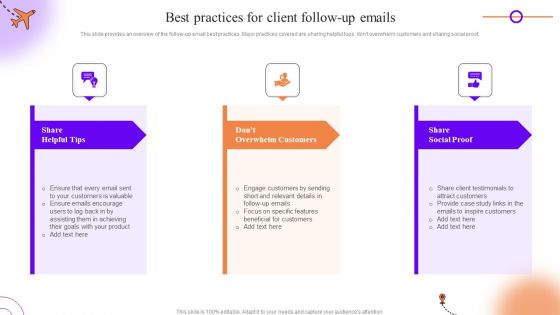 Client Onboarding Journey Impact On Business Best Practices For Client Follow Up Emails Designs PDF