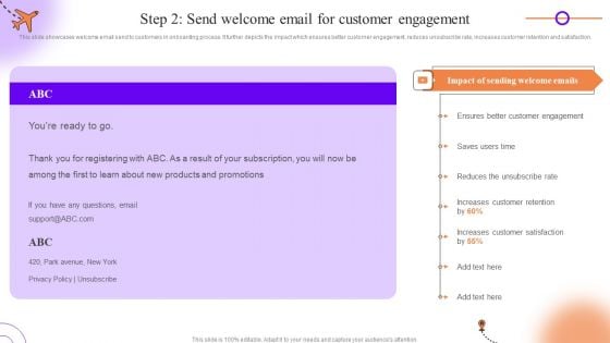 Client Onboarding Journey Impact On Business Step 2 Send Welcome Email For Customer Engagement Professional PDF