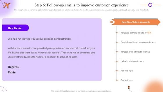 Client Onboarding Journey Impact On Business Step 6 Follow Up Emails To Improve Customer Experience Portrait PDF