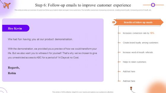 Client Onboarding Journey Impact On Business Step 6 Follow Up Emails To Improve Customer Experience Portrait PDF Client Onboarding Journey Impact On Business Step 6 Follow Up Emails To Improve Customer Experience Portrait PDF