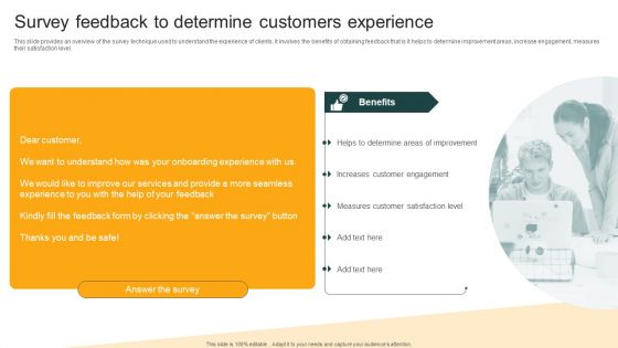 Client Onboarding Plan Survey Feedback To Determine Customers Experience Guidelines PDF