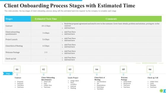 Client Onboarding Process Stages With Estimated Time Ppt Outline Professional PDF