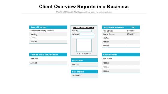 Client Overview Reports In A Business Ppt PowerPoint Presentation Gallery Picture PDF