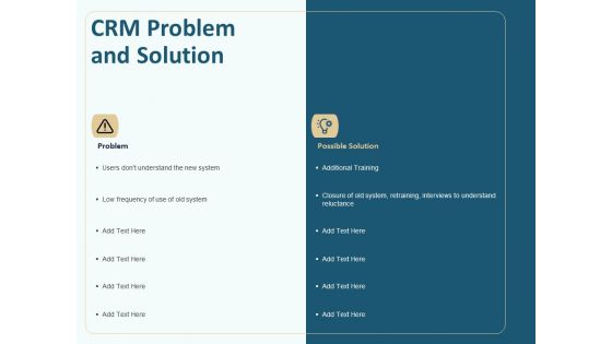 Client Relationship Administration Proposal Template CRM Problem And Solution Inspiration PDF