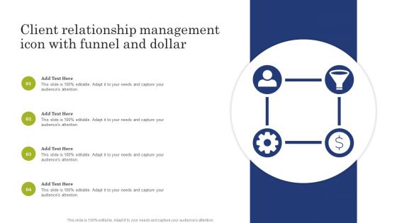 Client Relationship Management Icon With Funnel And Dollar Brochure PDF