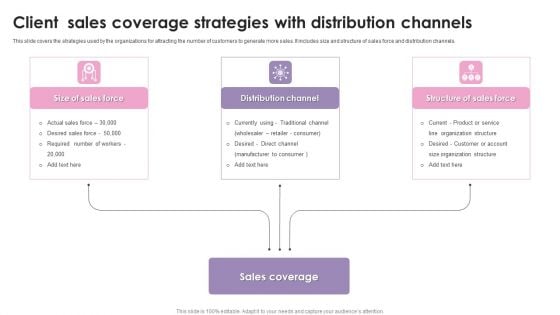 Client Sales Coverage Strategies With Distribution Channels Ppt Professional Visual Aids PDF